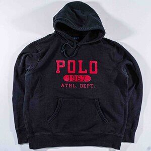 Polo Ralph Lauren 67 Athletic Dept Hoodie XL Varsity Streetwear Boxy Black